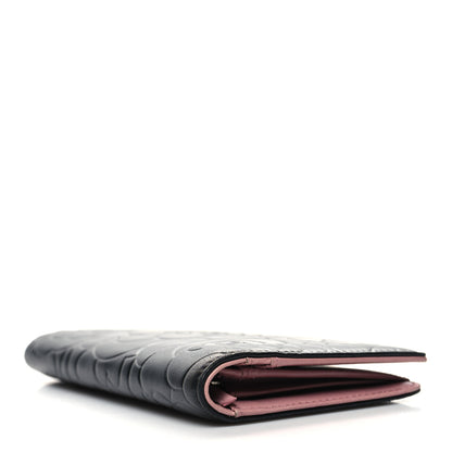 Chanel Lambskin Camellia Embossed Yen Wallet Black 4 of 10