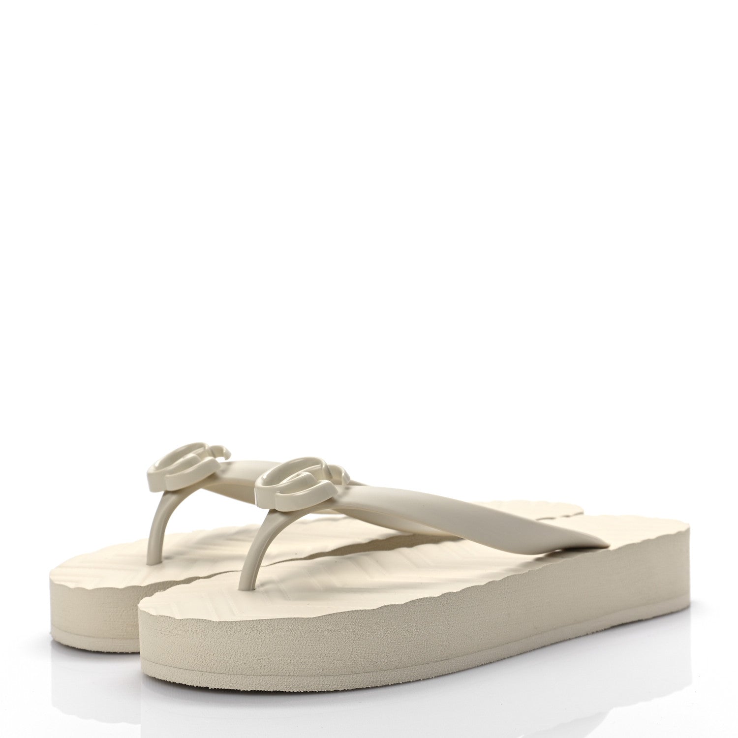 Gucci Rubber Chevron Womens Thong Sandals 38 White 6 of 16