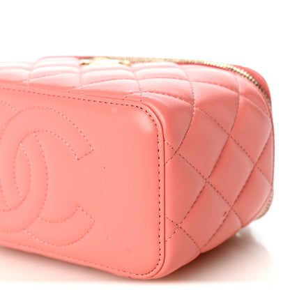 Chanel Lambskin Quilted Small Charming Top Handle Vanity Case With Chain Pink 10 of 10