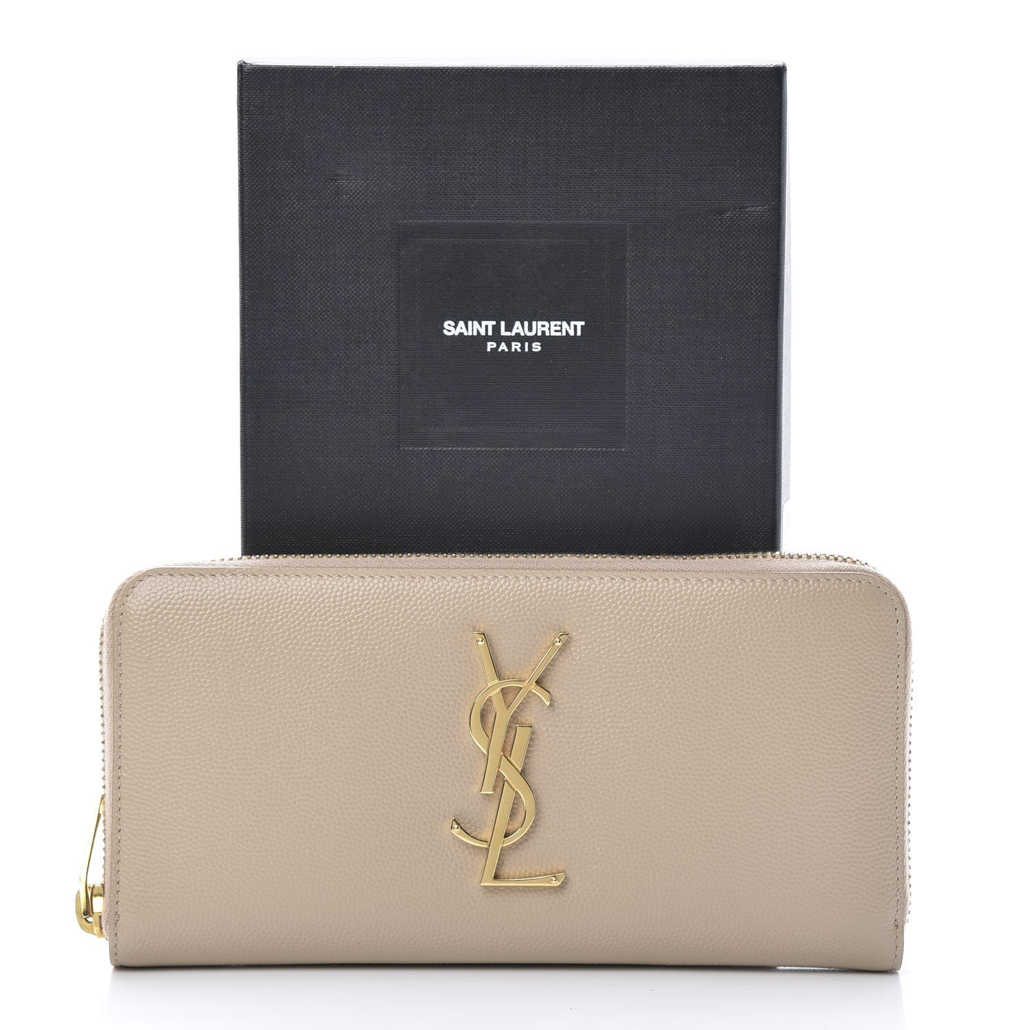 Saint Laurent Grain De Poudre Monogram Zip Around Wallet Nude Powder 9 of 9