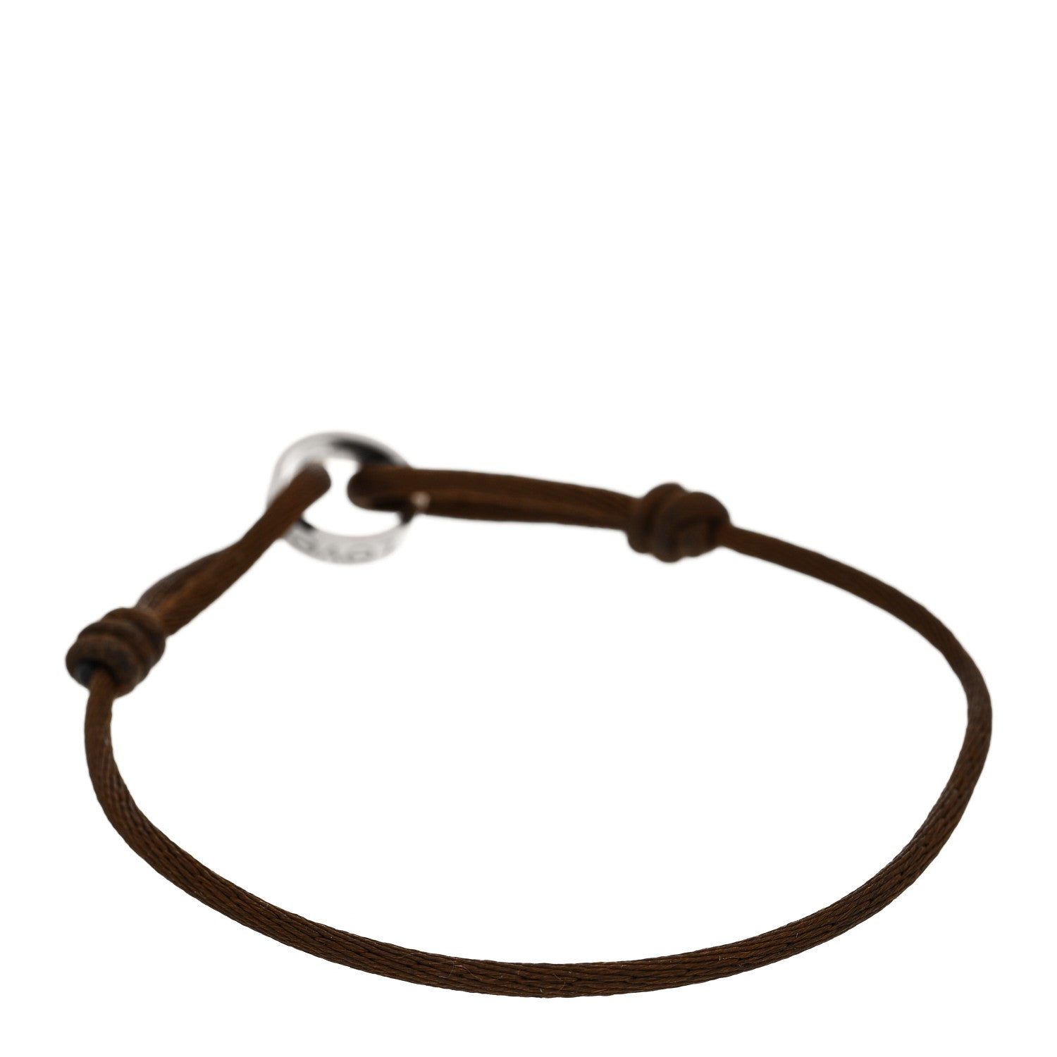Cartier 18K White Gold Charity LOVE Adjustable Cord Bracelet Brown 2 of 5