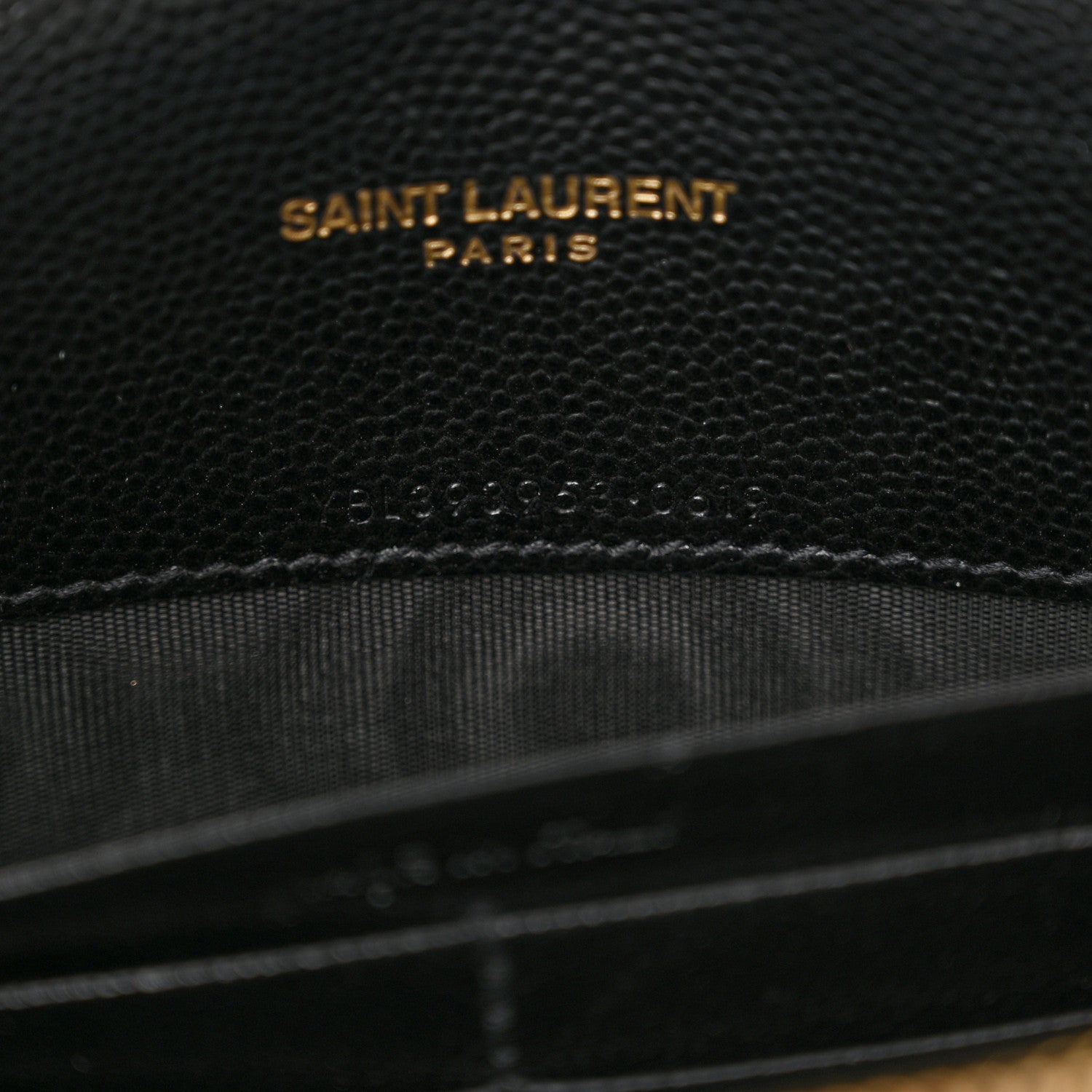 Saint Laurent Grain De Poudre Matelasse Chevron Monogram Envelope Chain Wallet Black 7 of 14