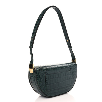 Burberry Croc Embossed Small Olympia Shoulder Bag Dark Green 3 of 8