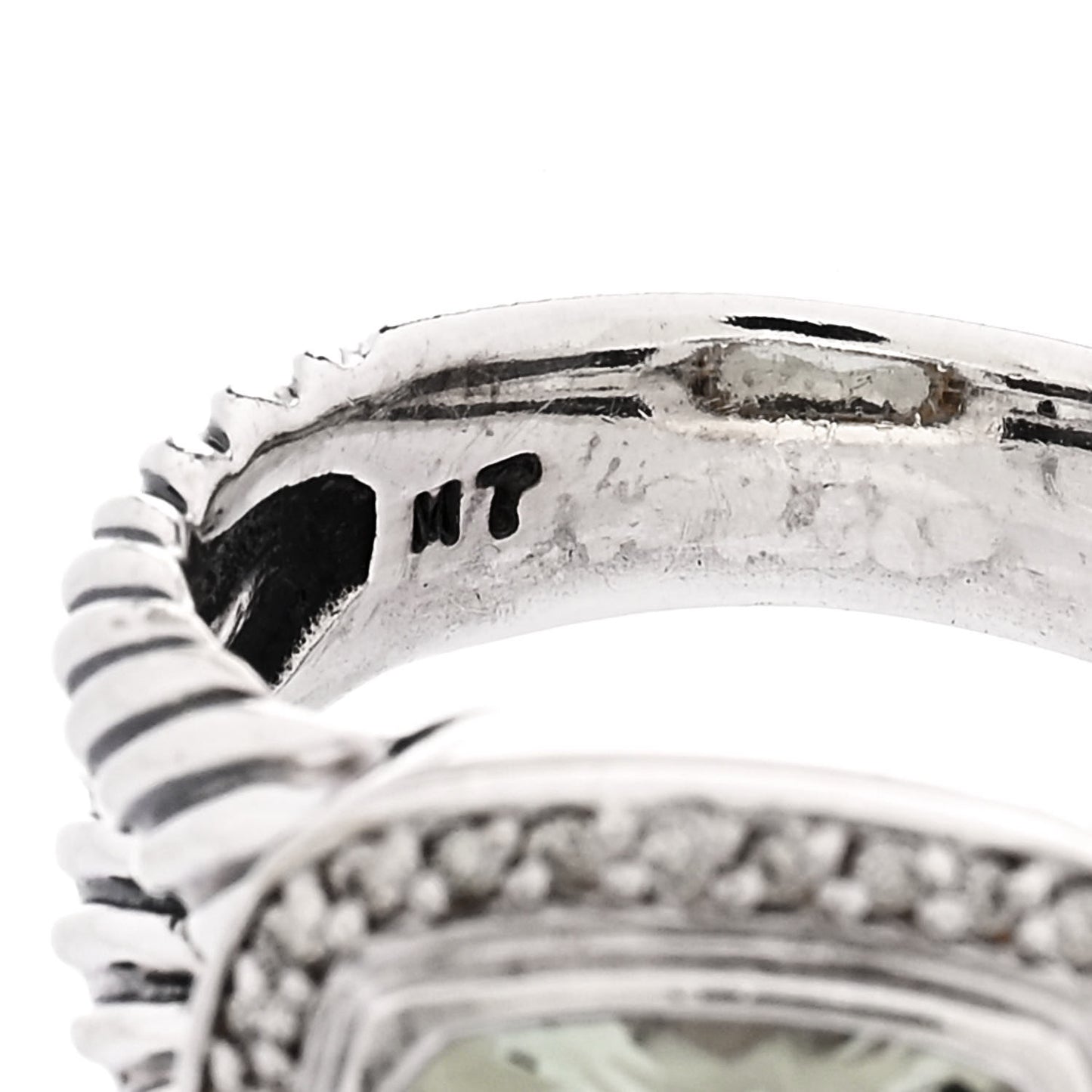 Sterling Silver Diamond Prasiolite 11mm Albion Ring 54 6.75
