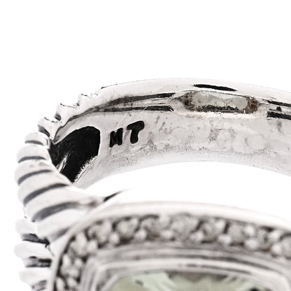 David Yurman Sterling Silver Diamond Prasiolite 11mm Albion Ring 54 6.75 5 of 6