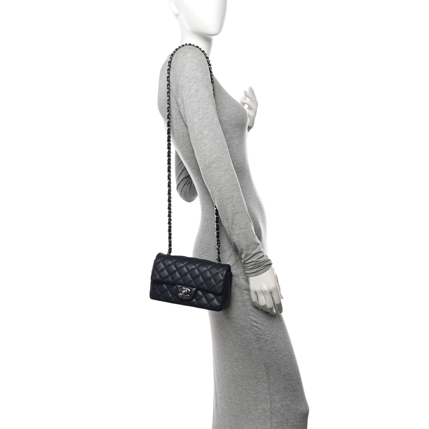 Chanel Caviar Quilted Mini Rectangular Flap Navy 2 of 10