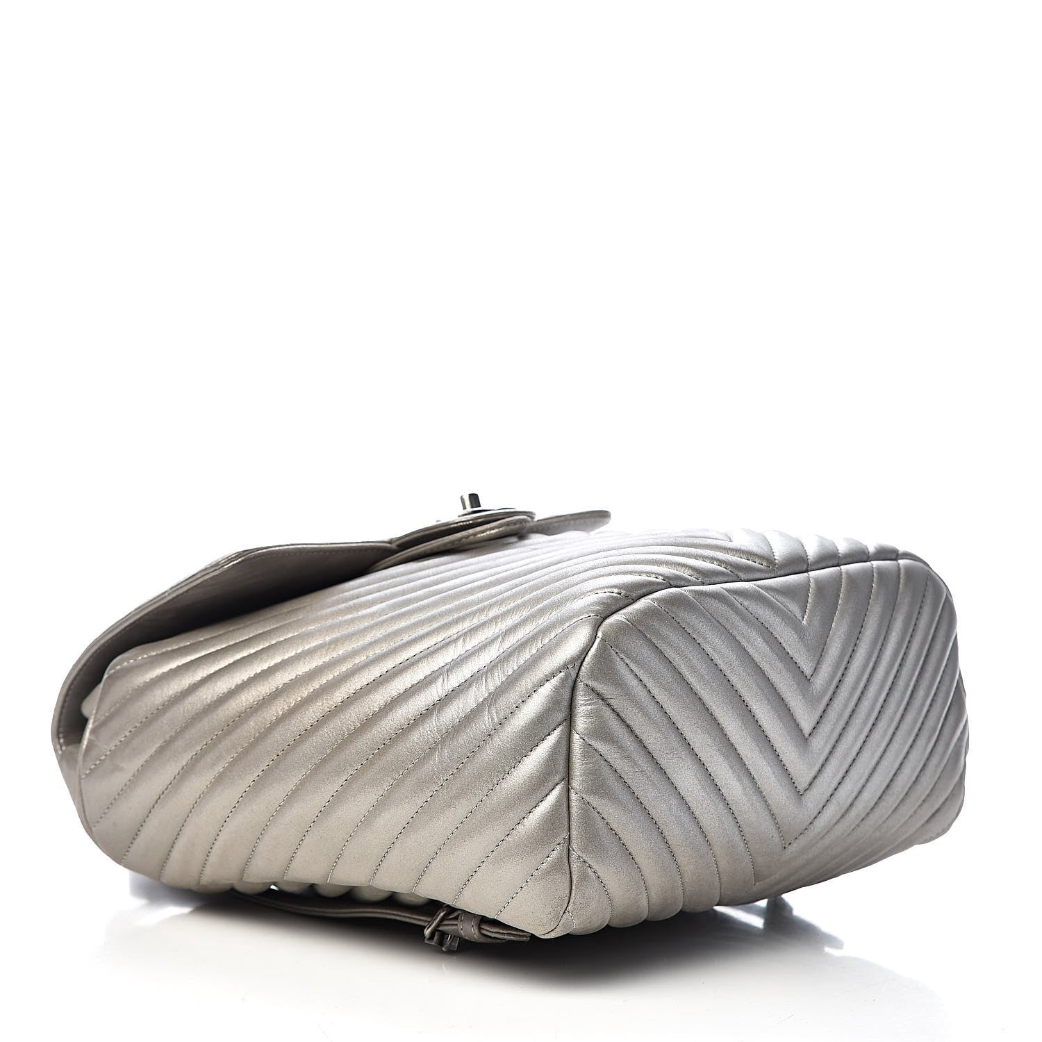Chanel Metallic Calfskin Chevron Quilted Small Urban Spirit Backpack Silver 4 of 11