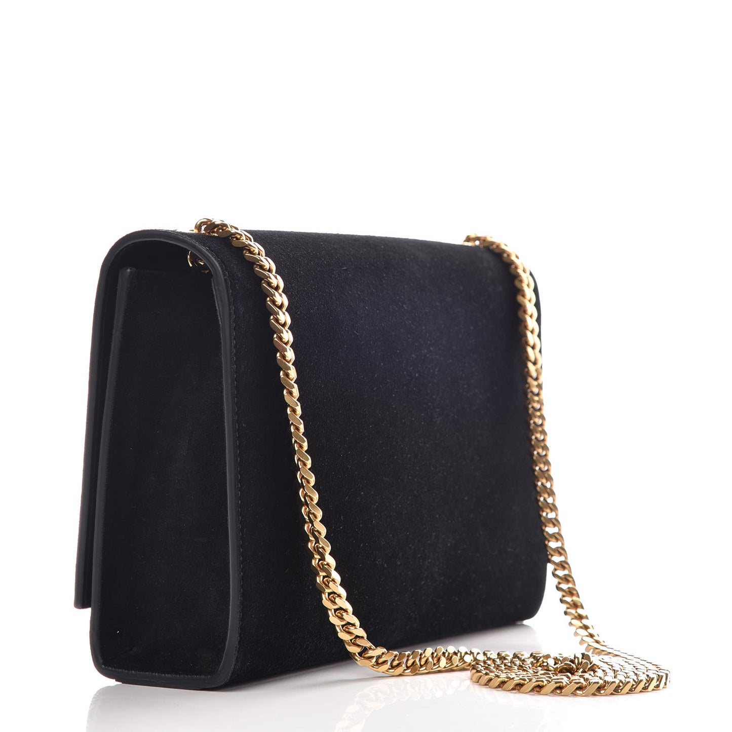 Suede Medium Classic Monogram Kate Satchel Black