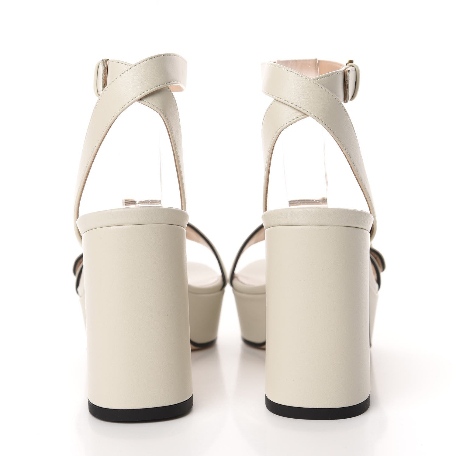Gucci Calfskin GG Marmont Ankle Wrap 30/85mm Platform Sandals 37 Mystic White 5 of 9