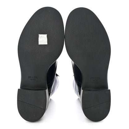 Prada Spazzolato Re-Nylon Metal Triangle Logo Womens 50mm Combat Boots 39 Bleu 5 of 9