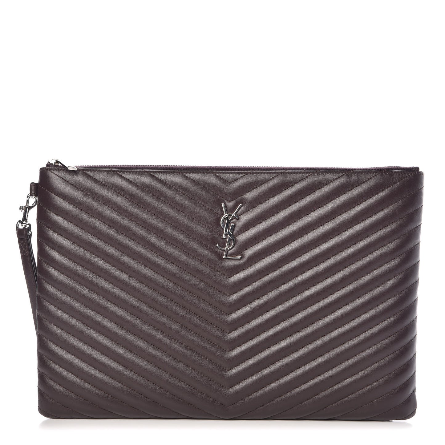 Calfskin Matelasse Chevron Monogram Document Holder Amaranto