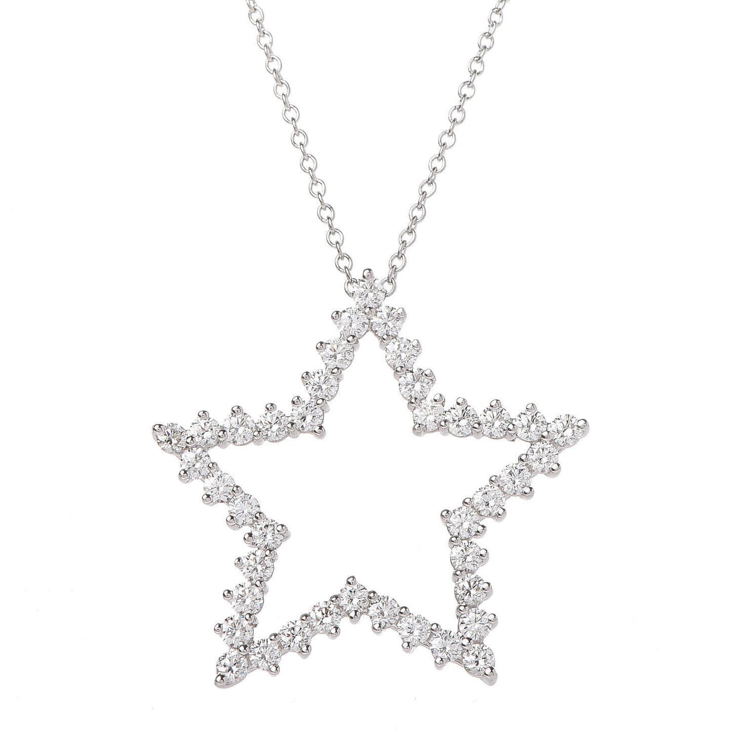 Platinum Diamond Star Pendant Necklace