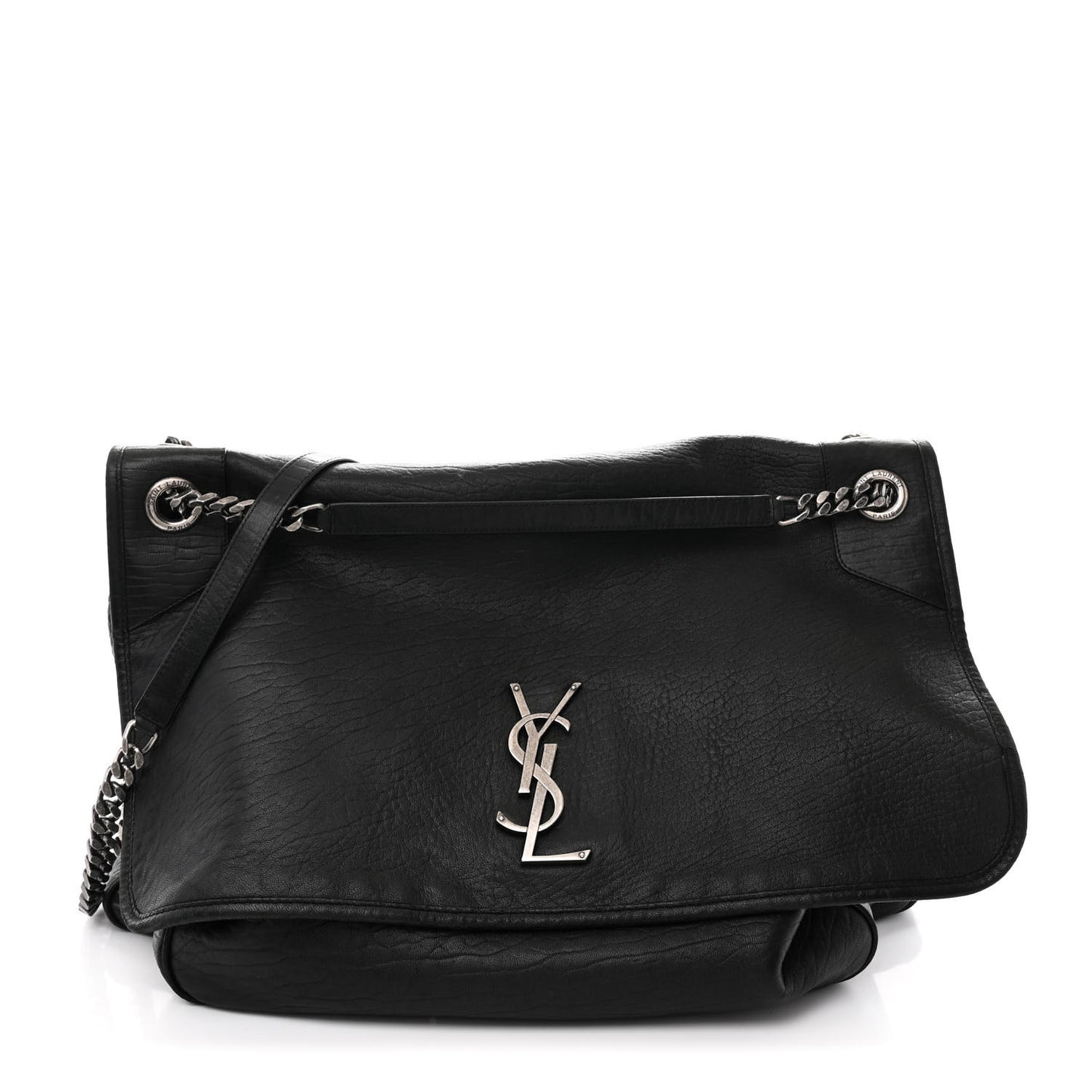 Grained Lambskin Monogram Oversized Niki Chain Satchel Black
