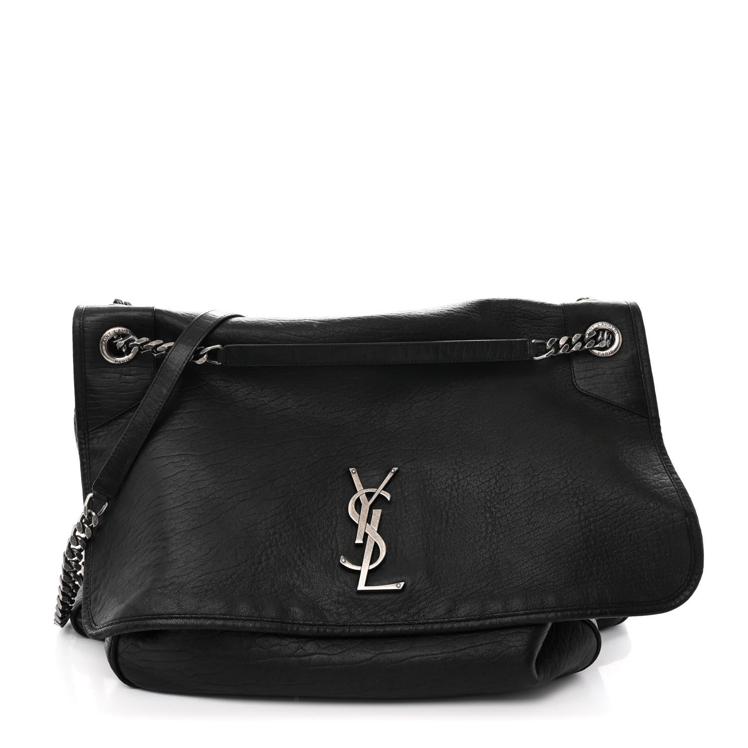 Saint Laurent Grained Lambskin Monogram Oversized Niki Chain Satchel Black 1 of 11