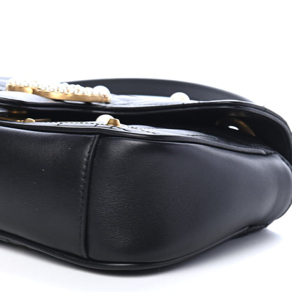 Gucci Calfskin Matelasse Studded Mini Pearly GG Marmont Shoulder Bag Black 10 of 11