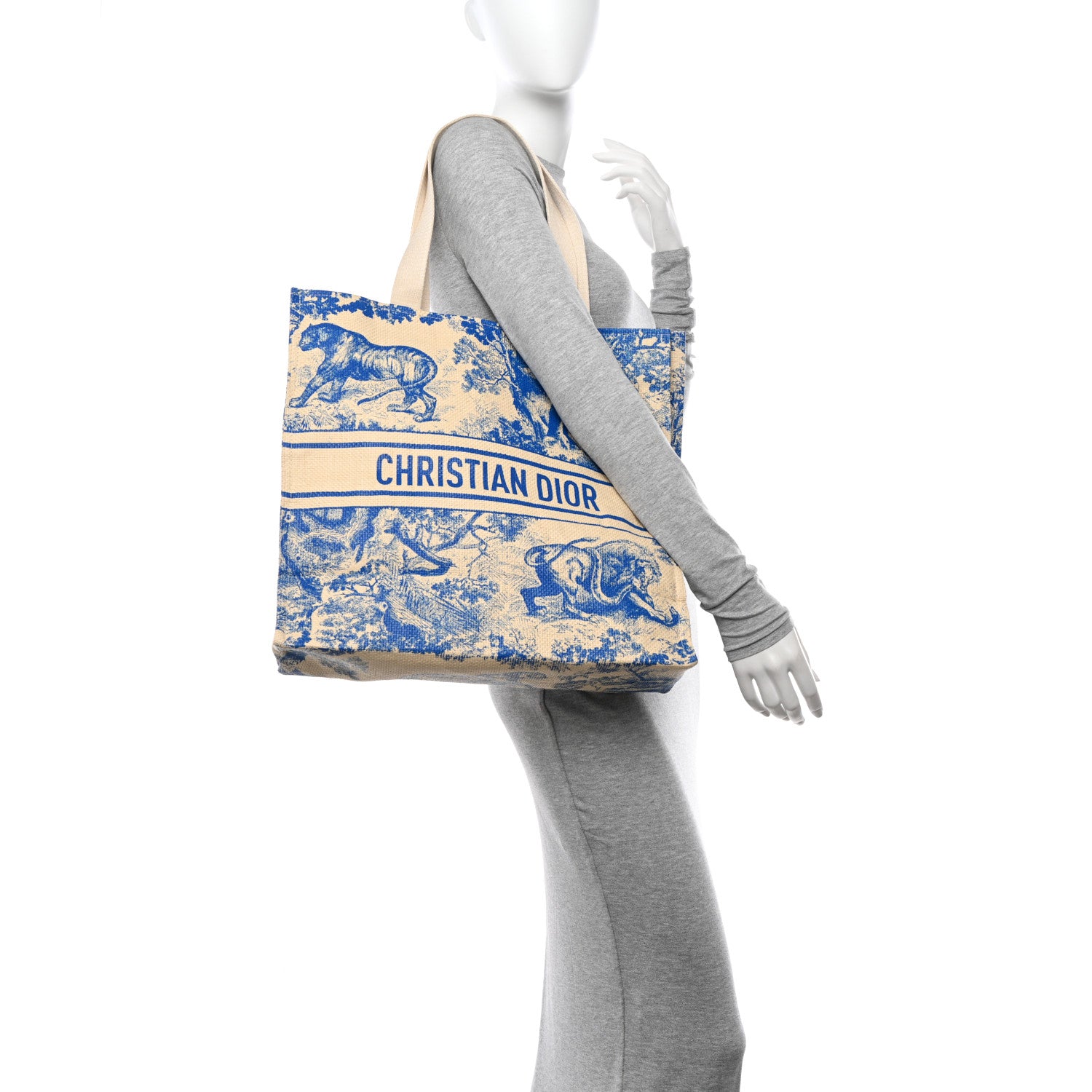 Christian Dior Straw Dioriviera Tote Blue 2 of 8