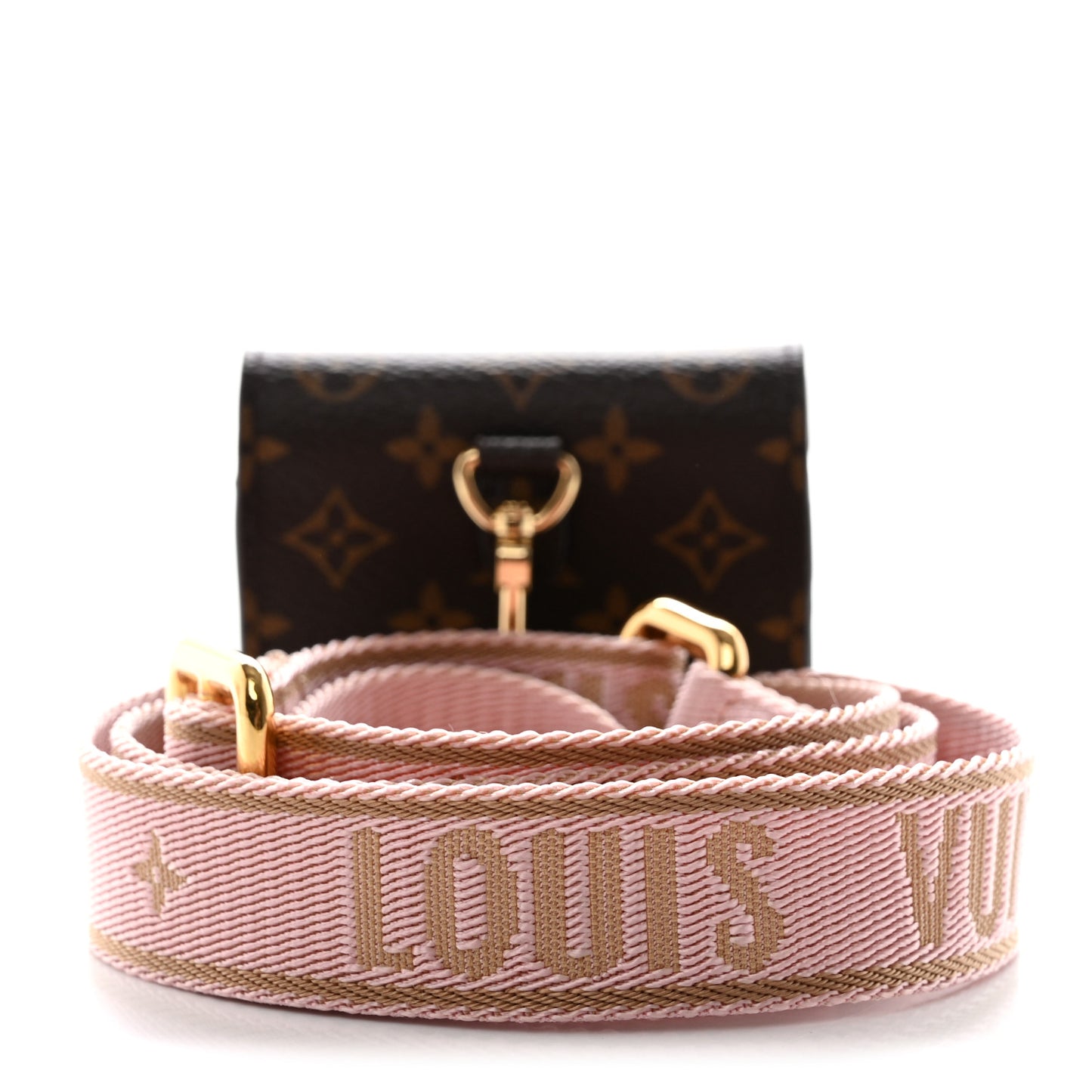 Monogram Bumper On Strap Shoulder Strap Creme Pink