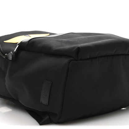 Fendi Nylon Vitello Elite Monster Eyes Rounded Backpack Black Yellow 9 of 12