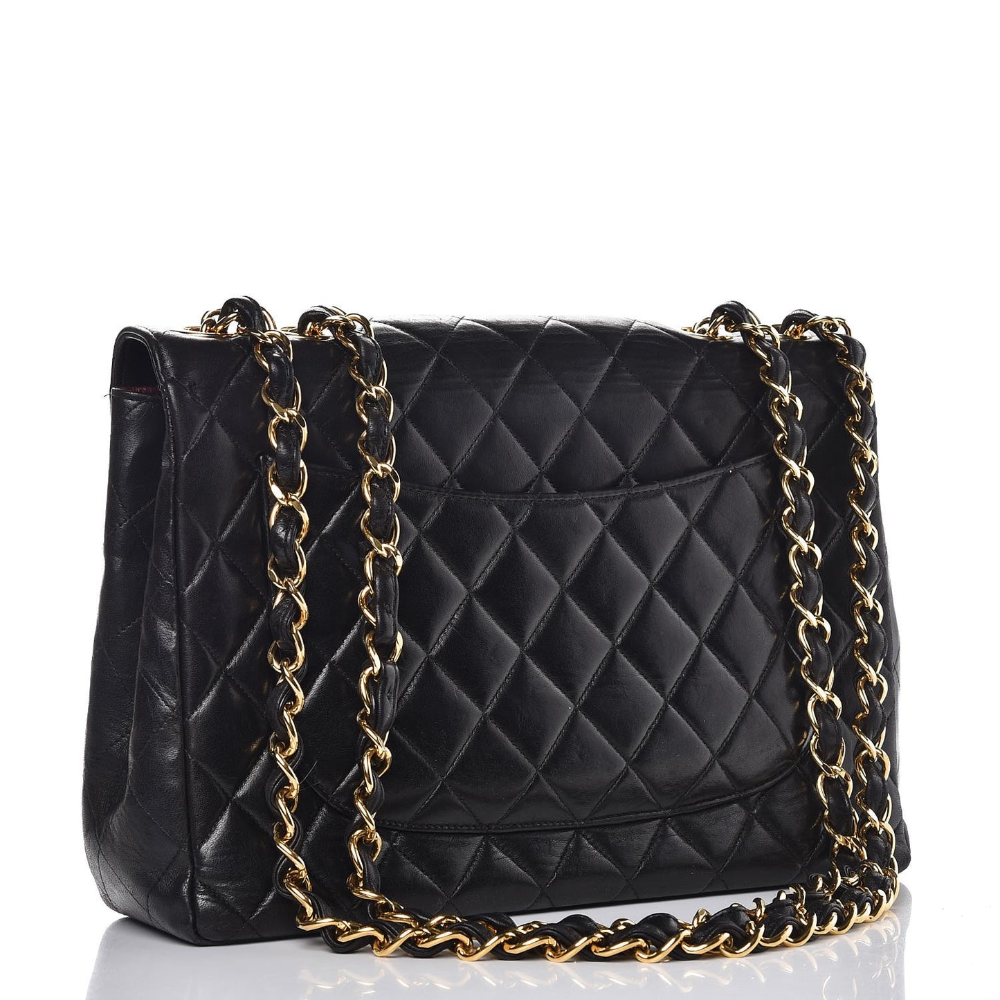Lambskin Quilted Jumbo Single Flap Black