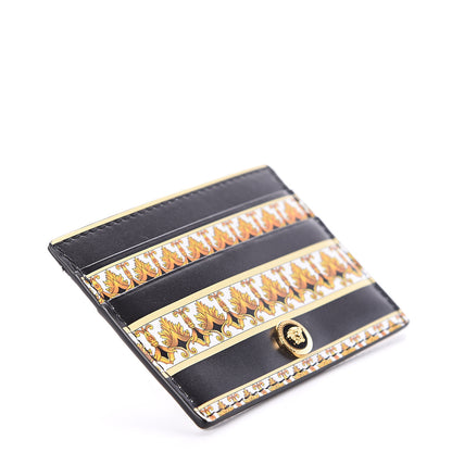Versace Calfskin Baroque Print Card Holder Black 3 of 5