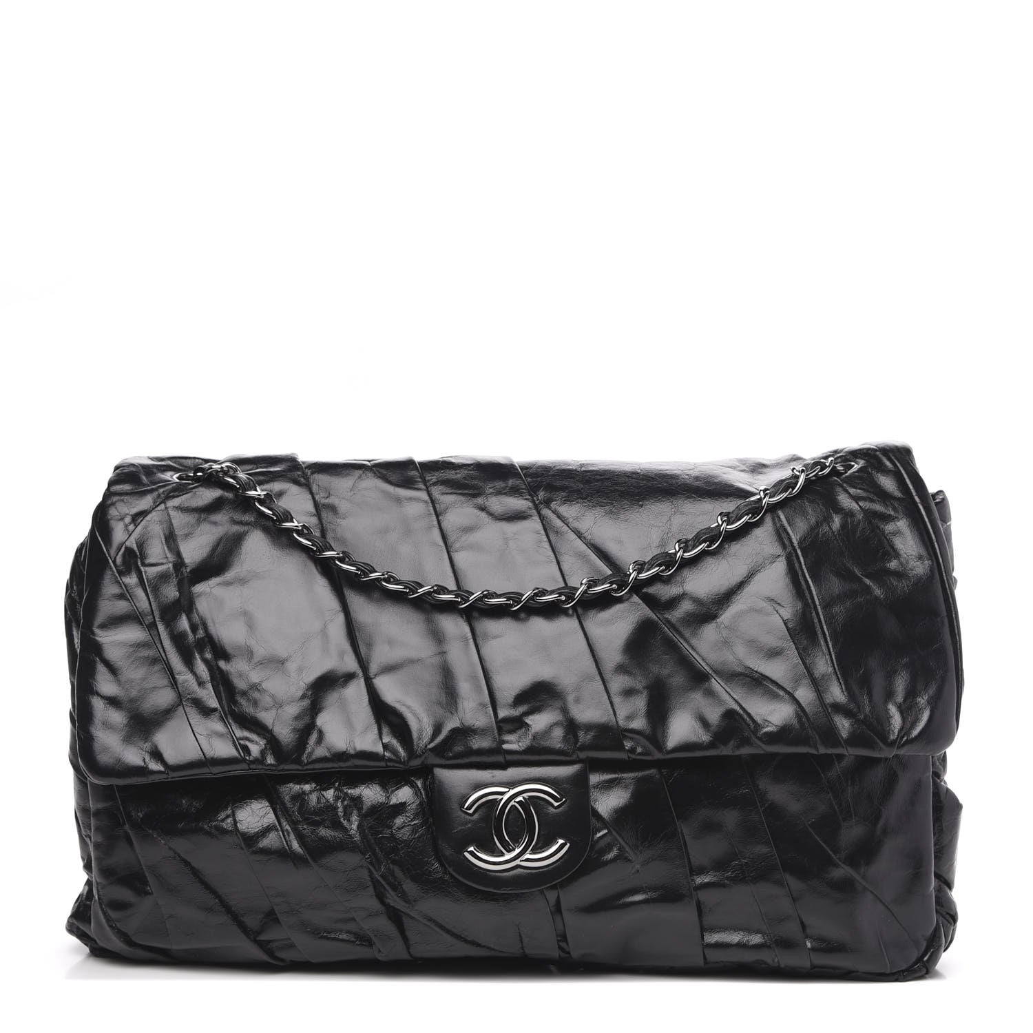 Chanel Glazed Calfskin Twisted Maxi Flap Black 1 of 9