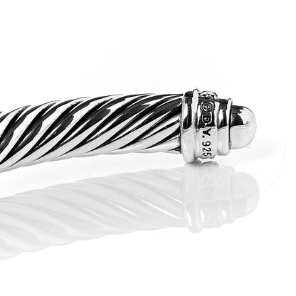 David Yurman Sterling Silver Diamond 5mm Cable Classics Dome Bracelet 4 of 5