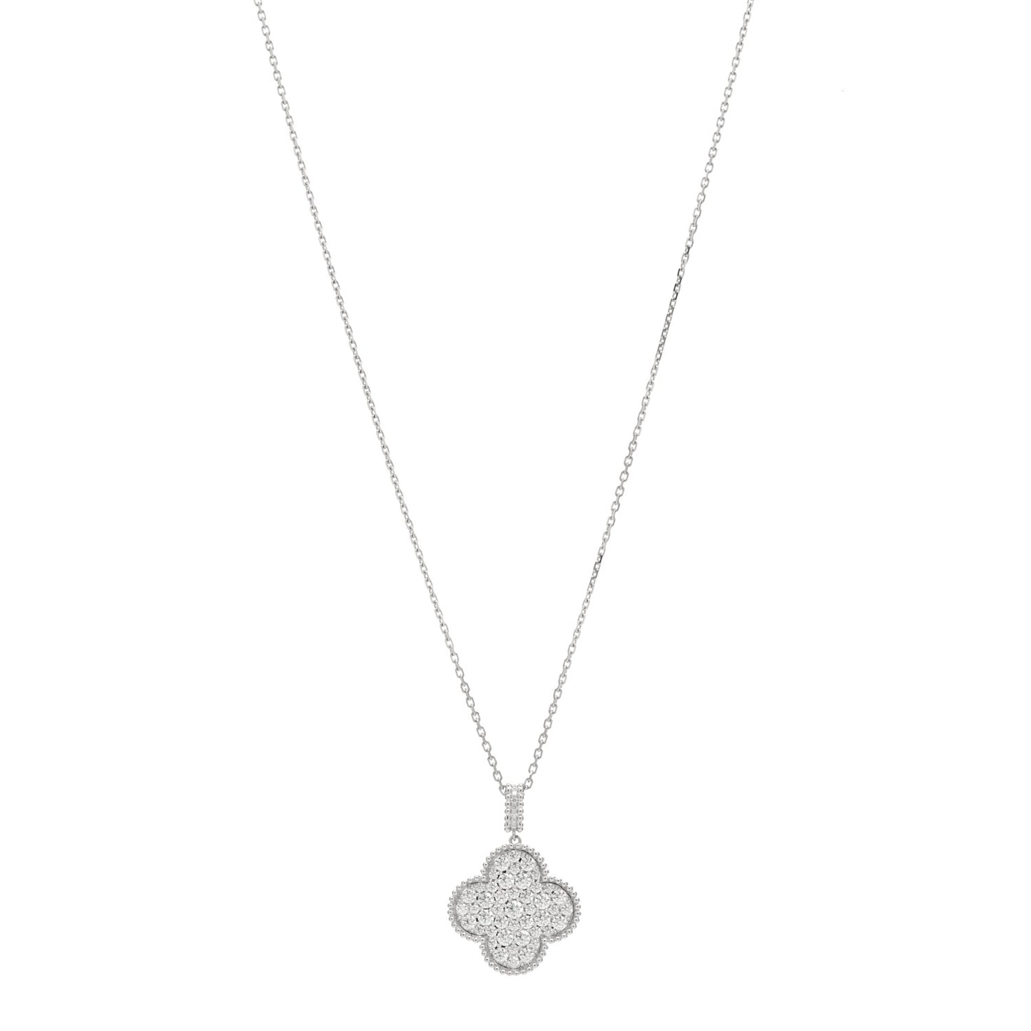 18K White Gold Diamond Magic Alhambra Long Necklace