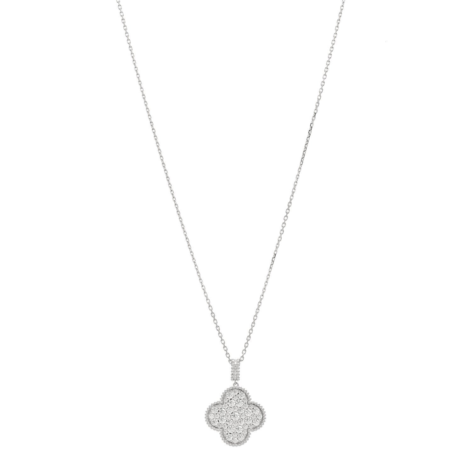 Van Cleef & Arpels 18K White Gold Diamond Magic Alhambra Long Necklace 1 of 3