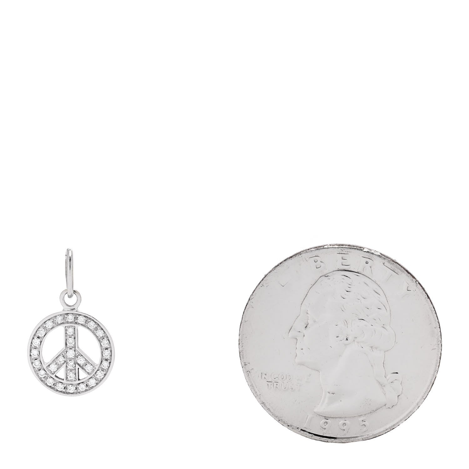 Tiffany 18K White Gold Diamond Mini Peace Charm Pendant 2 of 4