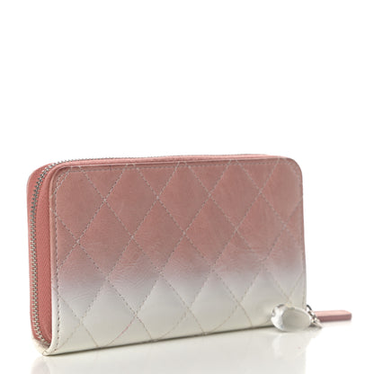 Chanel Ombre Patent Calfskin Quilted Small Zip Around Wallet Pink White 3 of 10