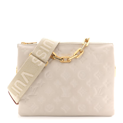 Louis Vuitton Lambskin Embossed Monogram Coussin PM Beige Cream 1 of 12