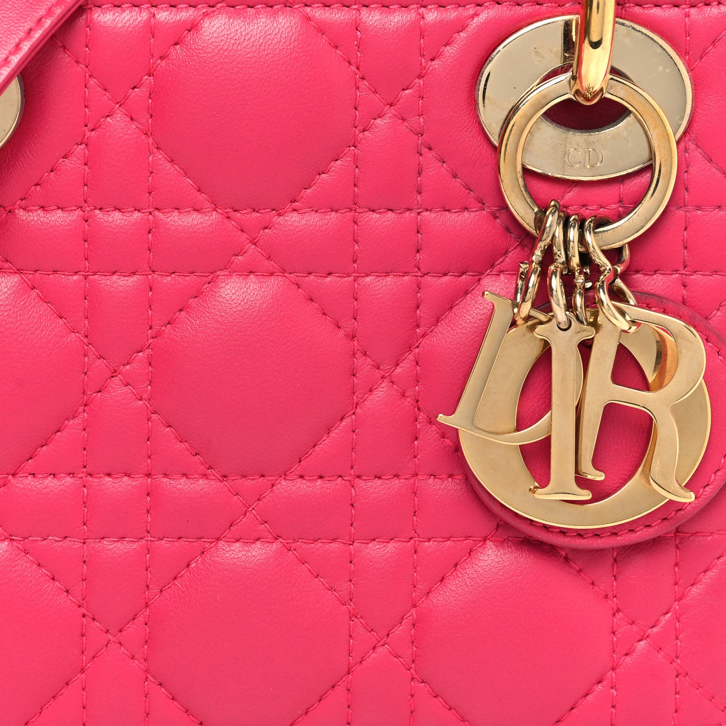 Lambskin Cannage Mini Lady Dior Fuchsia