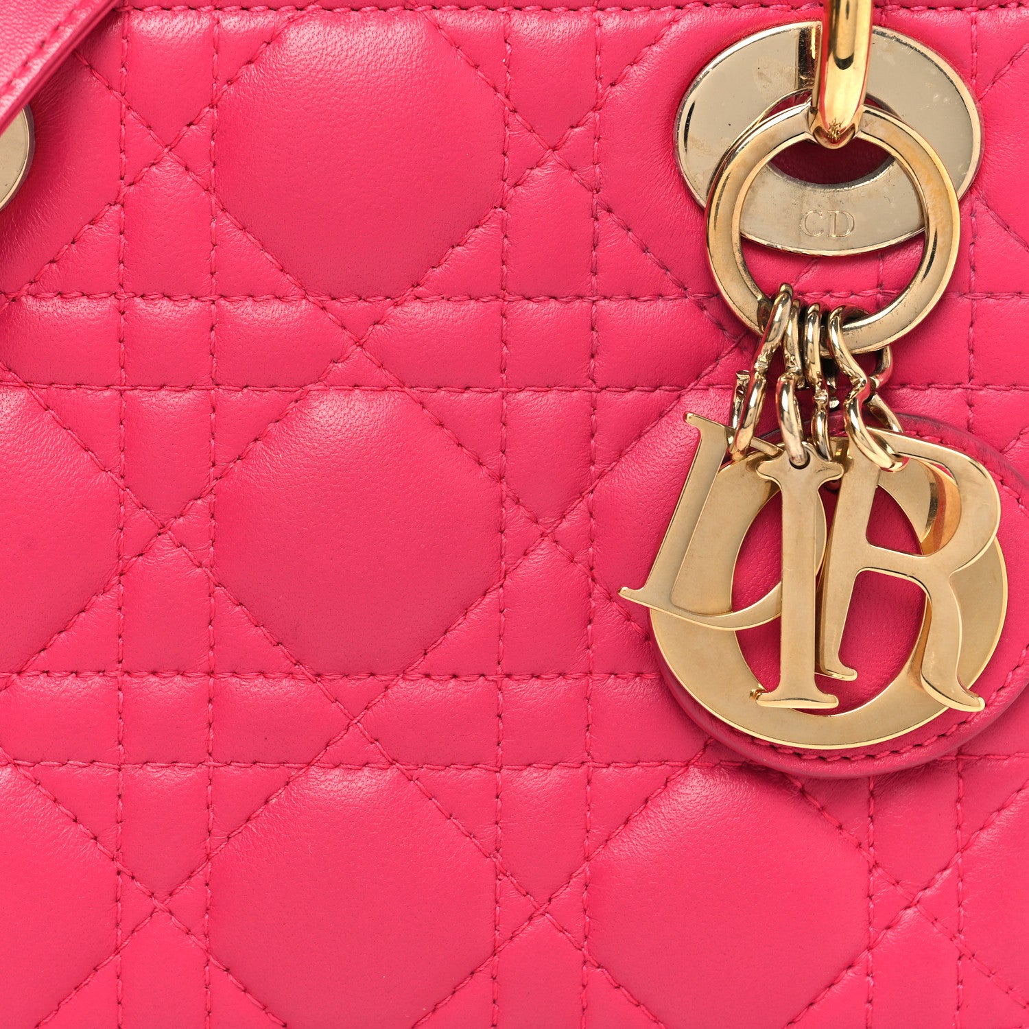 Christian Dior Lambskin Cannage Mini Lady Dior Fuchsia 8 of 12