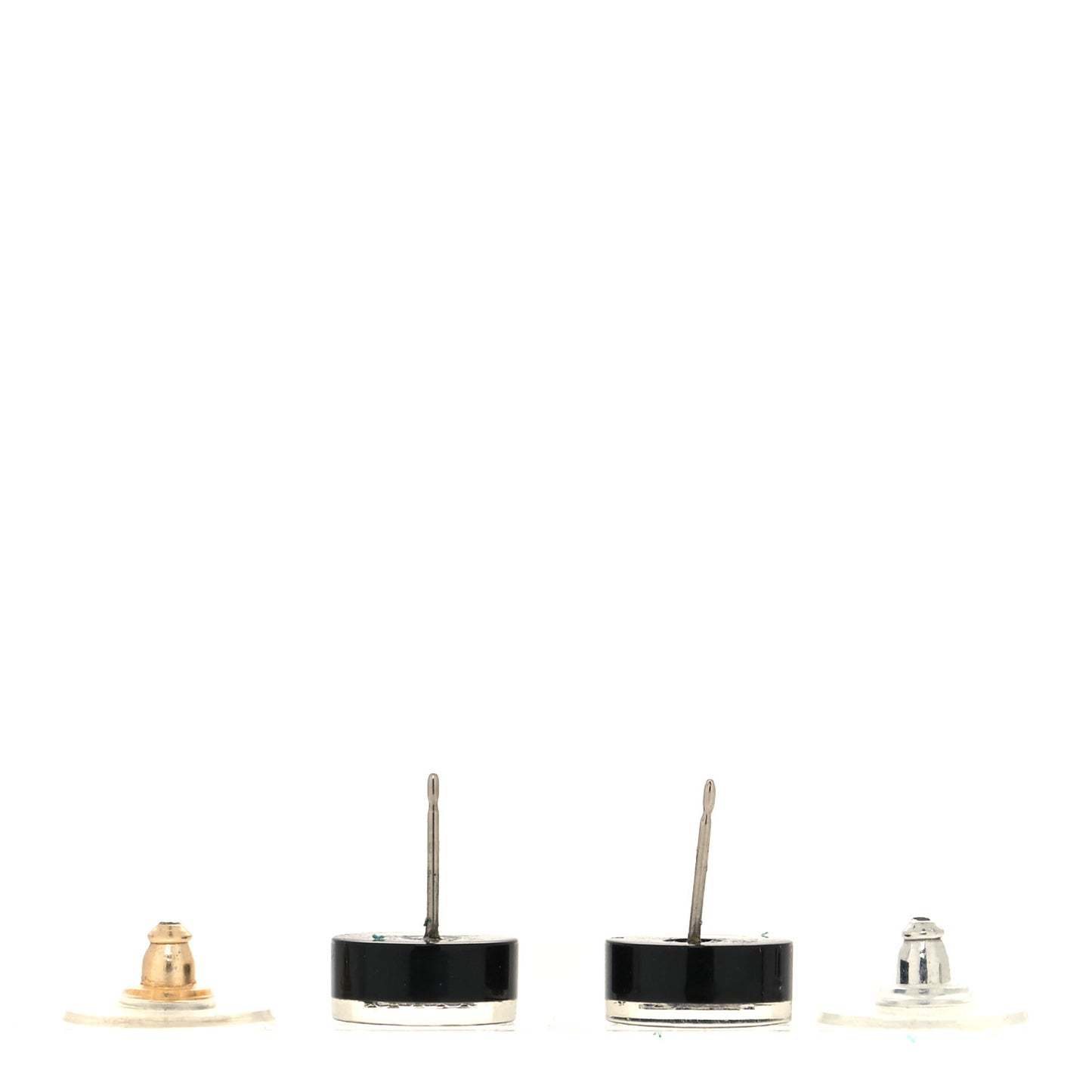 Resin Crystal CC Earrings Black Multicolor