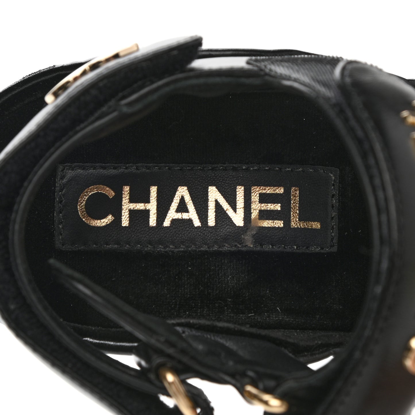 Shiny Calfskin Quilted Wedge Sandals 35 Black