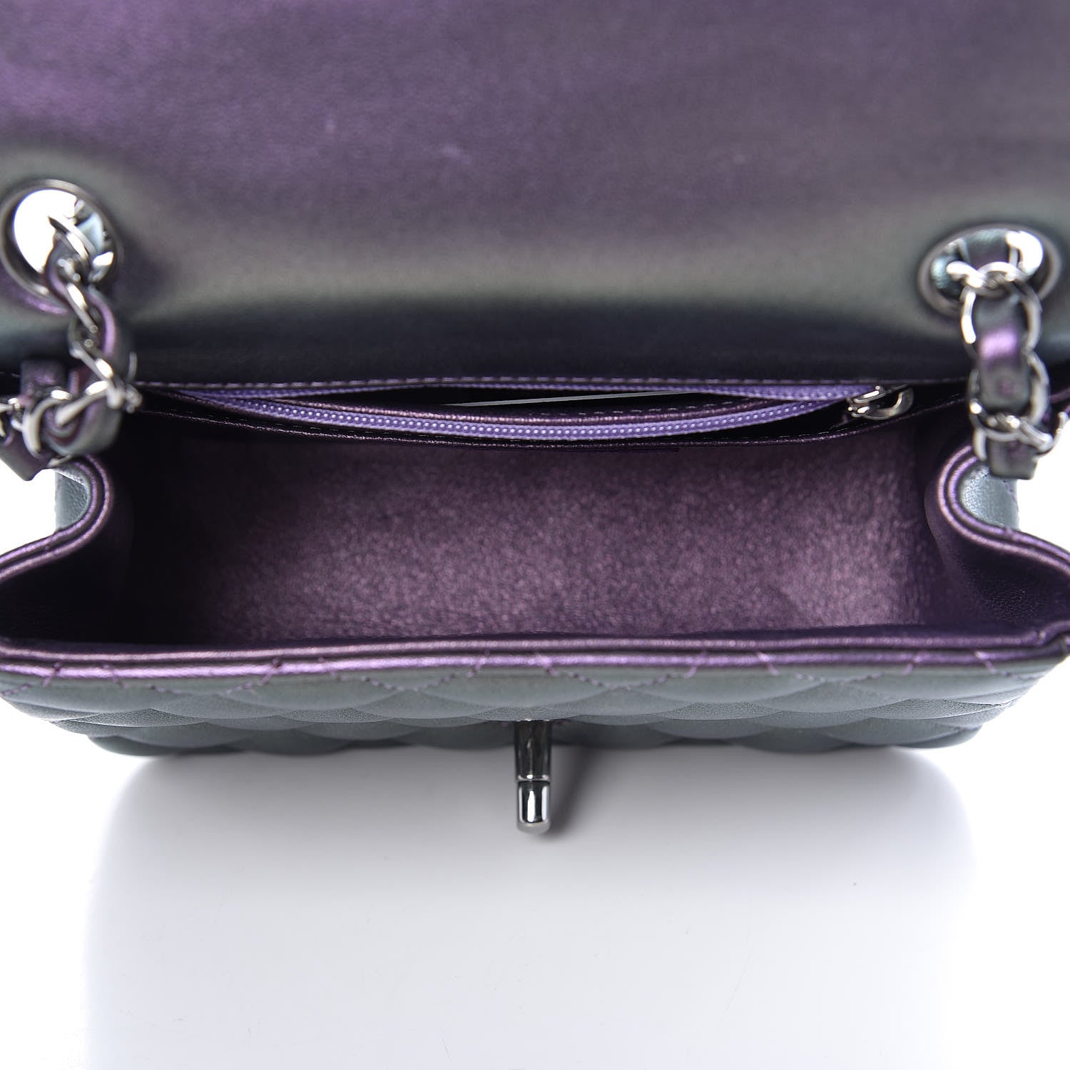 Chanel Iridescent Lambskin Quilted Mini Square Flap Dark Purple 5 of 10