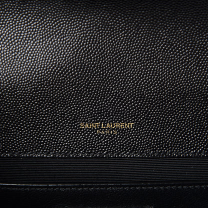 Saint Laurent Grain De Poudre Textured Mixed Matelasse Triquilt Medium Monogram Satchel Black 9 of 11
