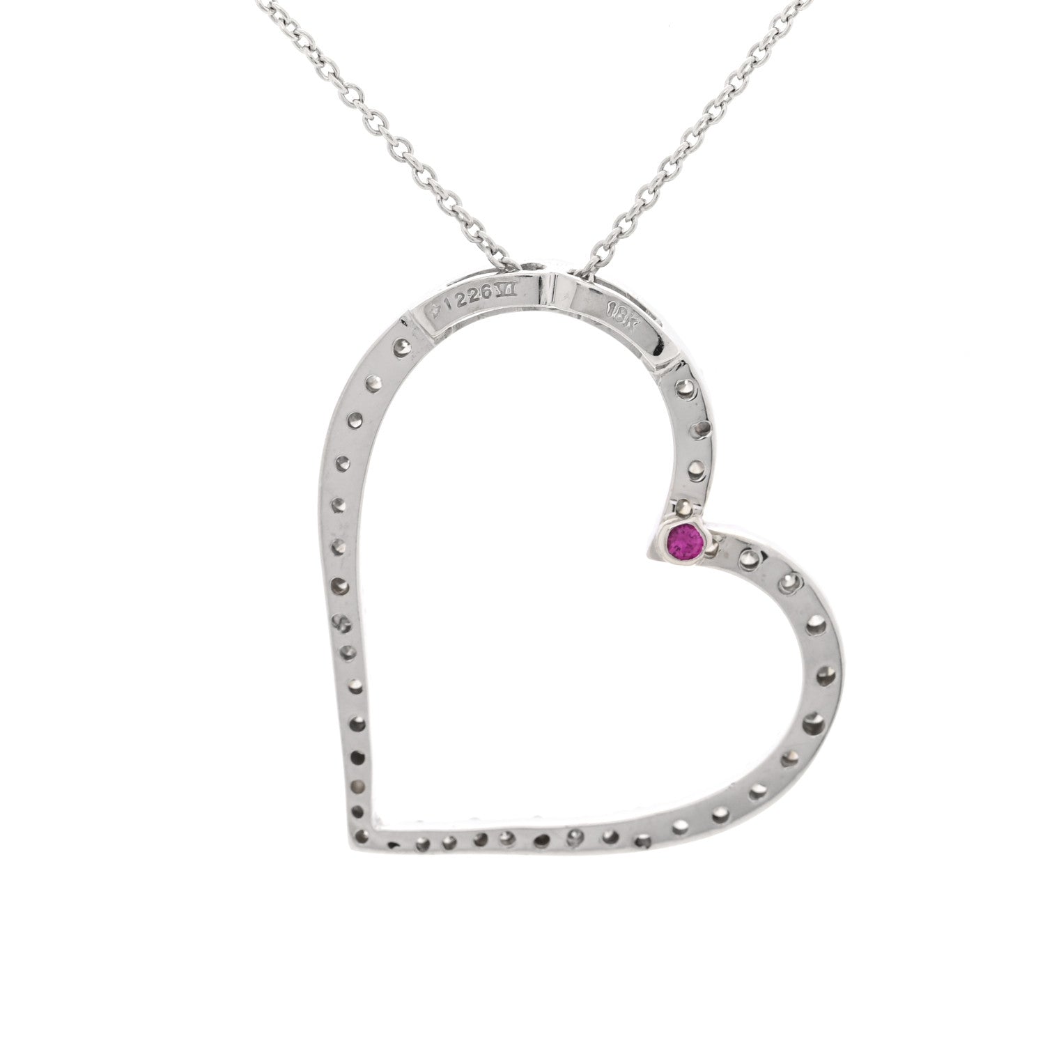 Roberto Coin 18K White Gold Diamond .22ct Tiny Treasures Heart Pendant Necklace 3 of 4