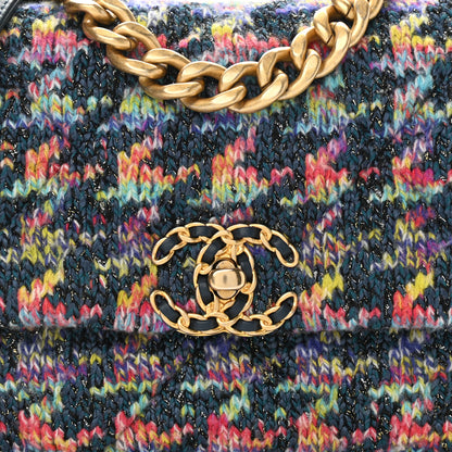Chanel Tweed Quilted Medium Chanel 19 Flap Dark Multicolor 8 of 10