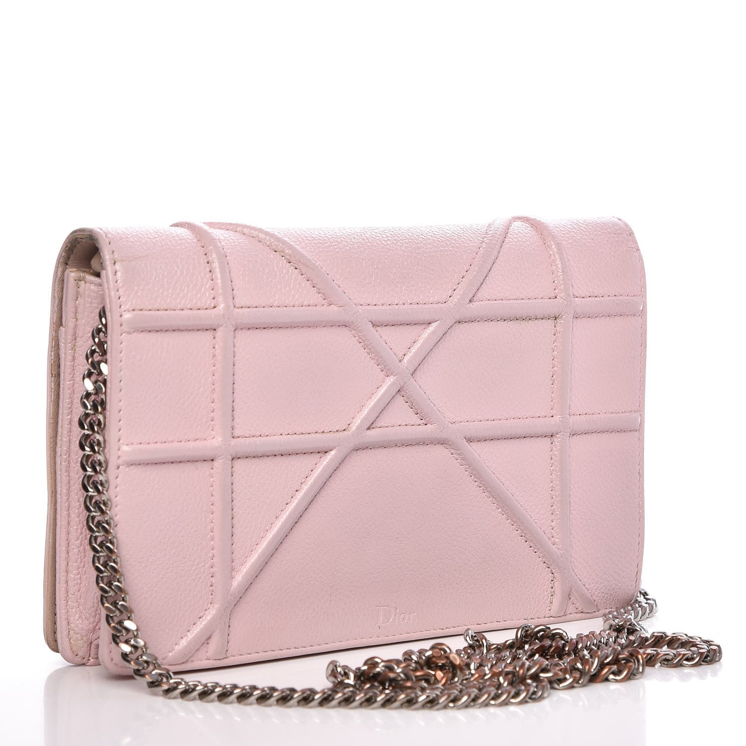 Christian Dior Grained Calfskin Diorama Wallet on Chain Pouch Rose Poudre 3 of 20