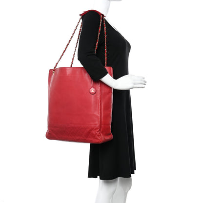 Chanel Lambskin Quilted Tote Red 2 of 17