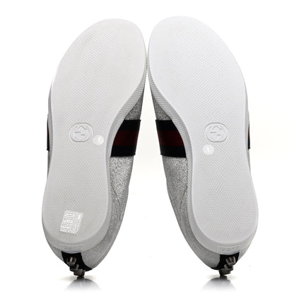 Gucci Glitter Fabric Studded Web Mens Sneakers 9 Silver 5 of 10