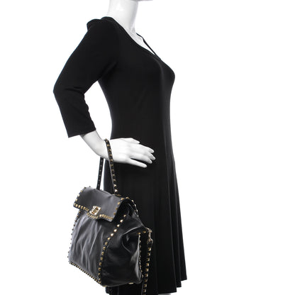 Valentino Garavani Vitello Rockstud Single Handle Flap Tote Black 3 of 14
