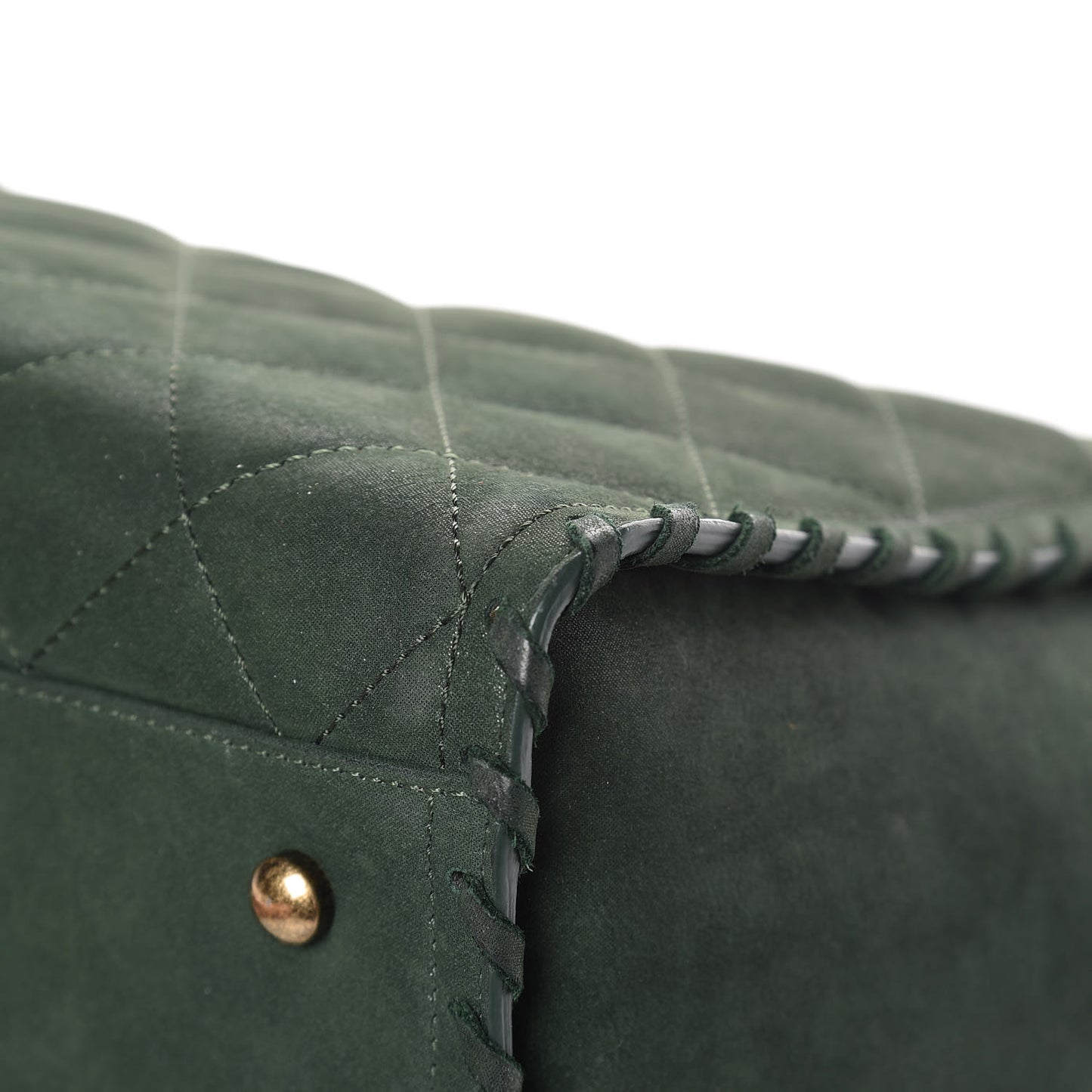 Iridescent Calfskin Quilted Happy Stitch Shopping Tote Green