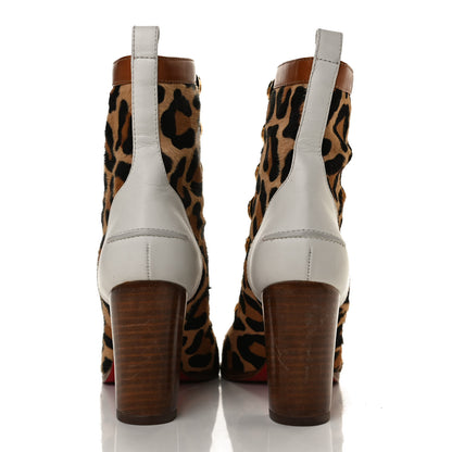 Christian Louboutin Calf Hair Leopard Print Who Dances 85 Ankle Boots 37.5 Gold Fauve 6 of 12