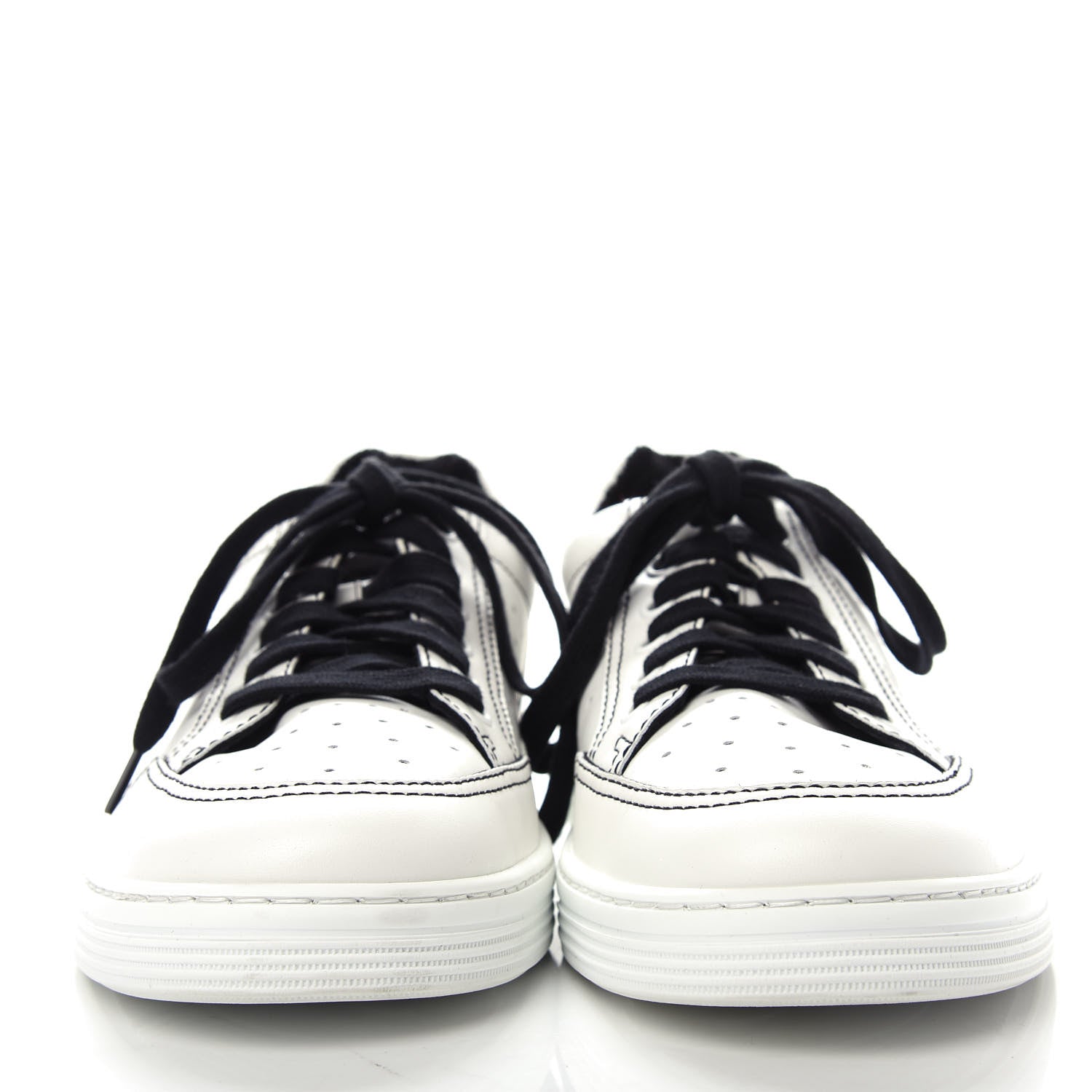 Chanel Calfskin Womens Logo Sneakers 41 Black White 2 of 11