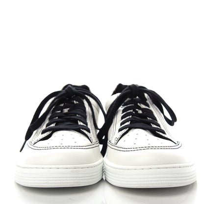 Chanel Calfskin Womens Logo Sneakers 41 Black White 2 of 11