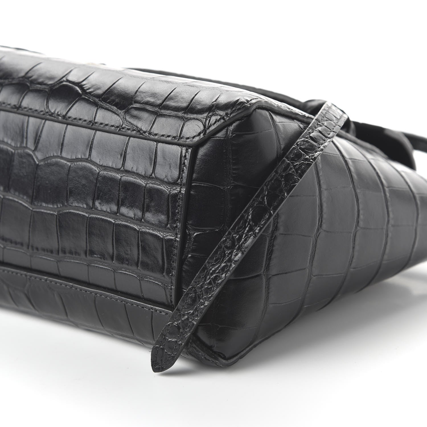 Celine Calfskin Crocodile Embossed Nano Belt Bag Black 7 of 9