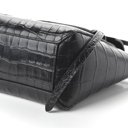 Celine Calfskin Crocodile Embossed Nano Belt Bag Black 7 of 9