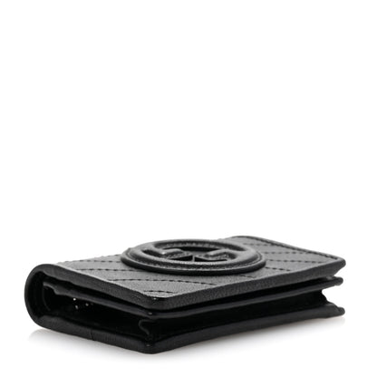 Gucci Sakai Be Green Calfskin Diagonal Stitched Blondie Card Case Wallet Black 4 of 8